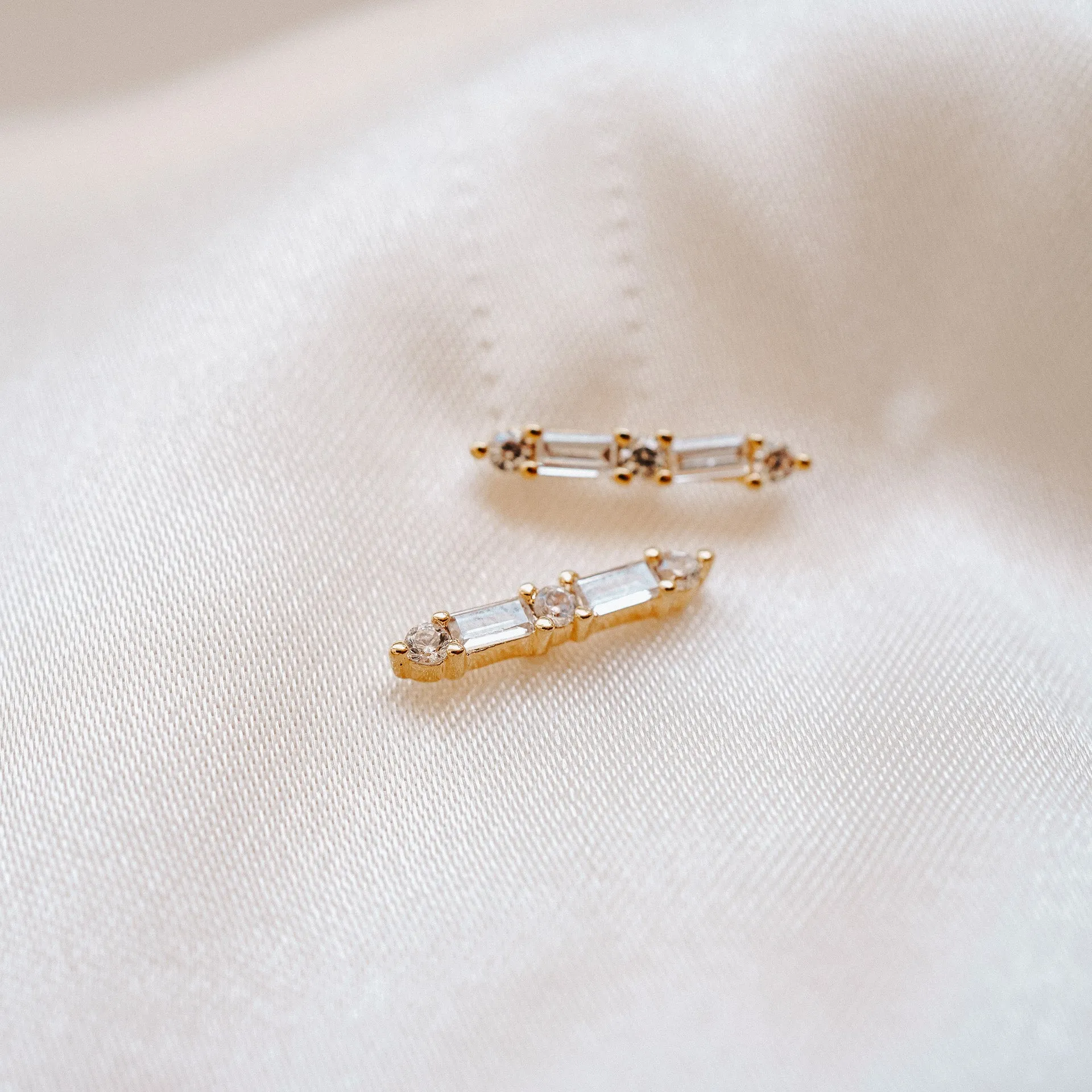 CZ Bar Stud Earrings