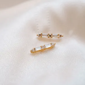 CZ Bar Stud Earrings