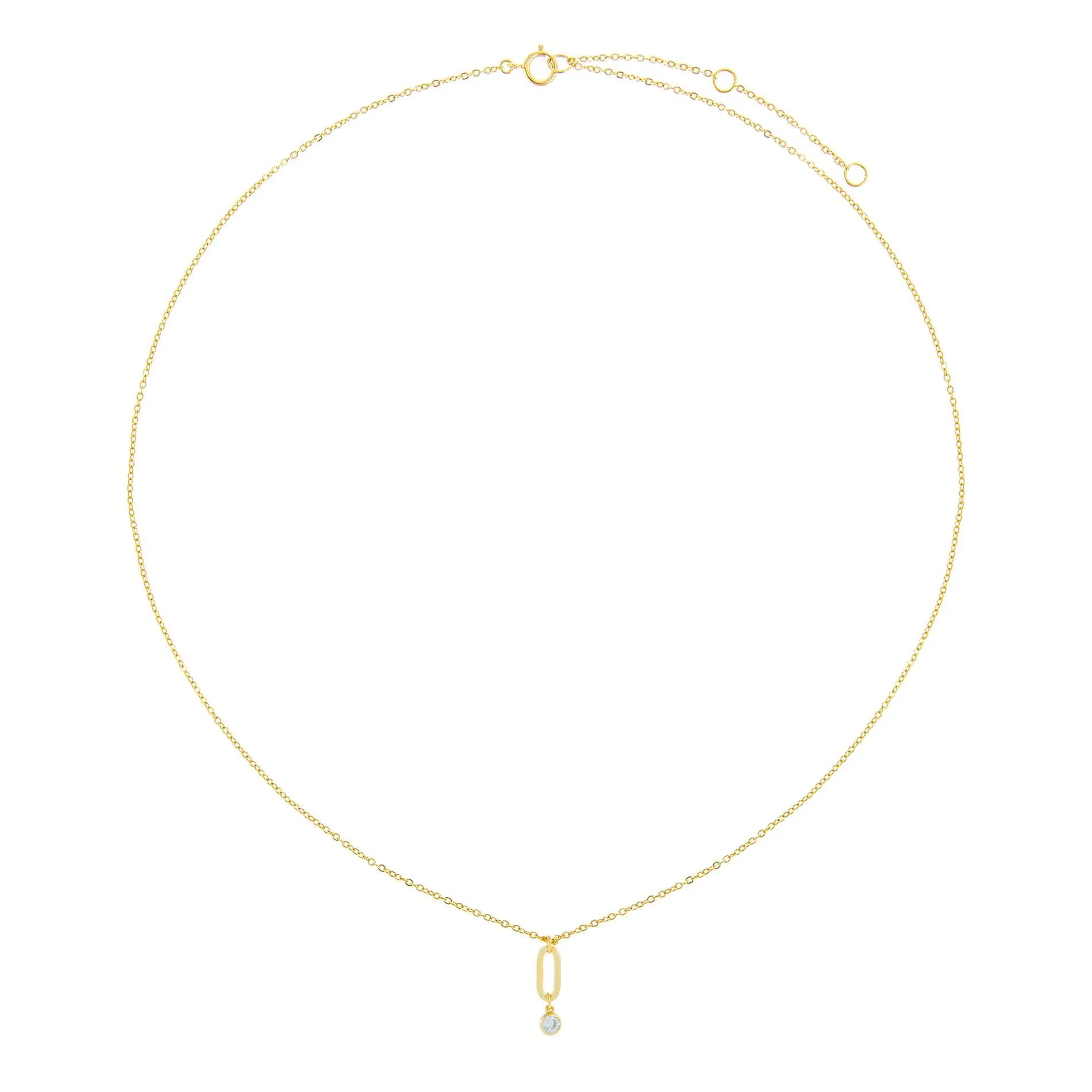 CZ Bezel Open Link Charm Necklace