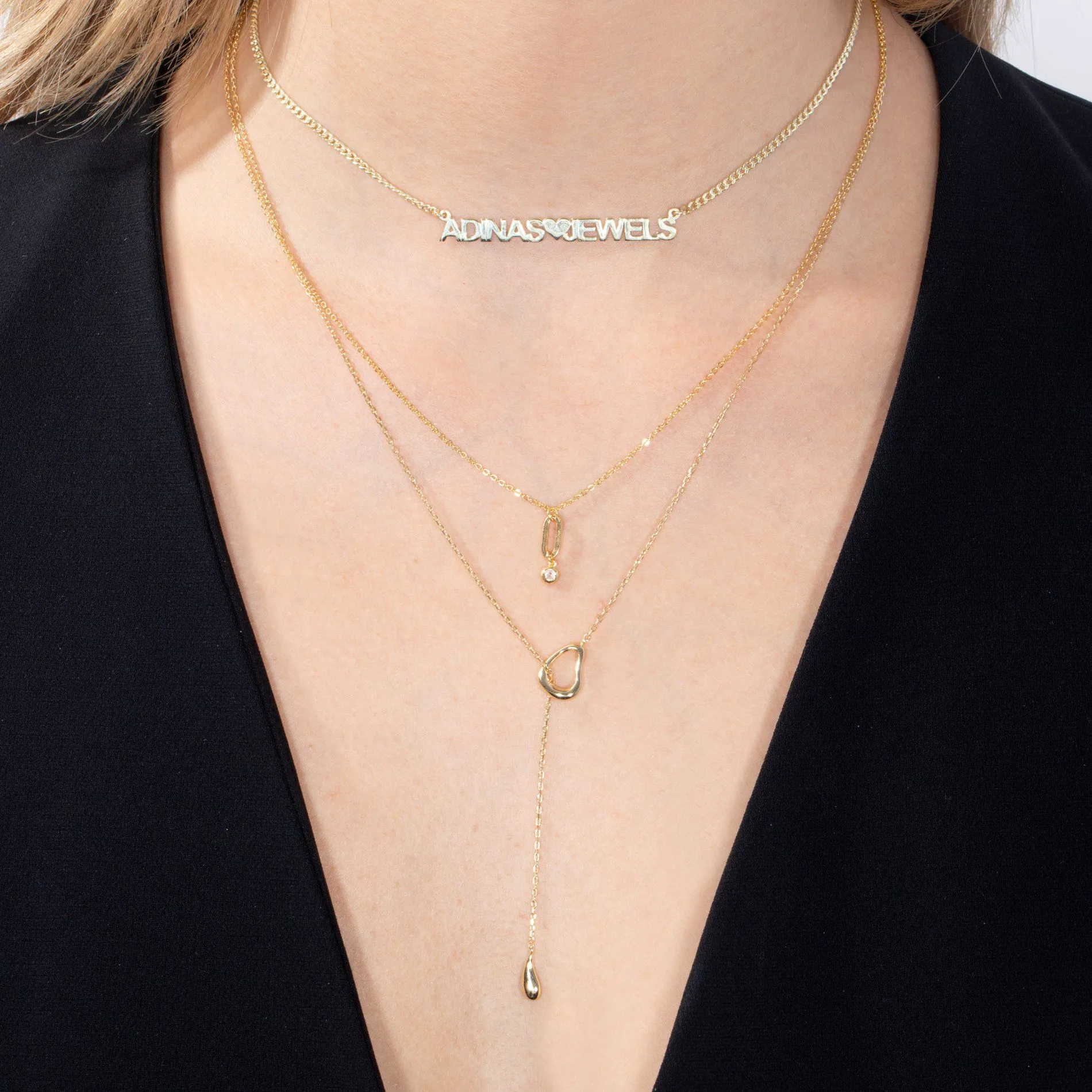 CZ Bezel Open Link Charm Necklace
