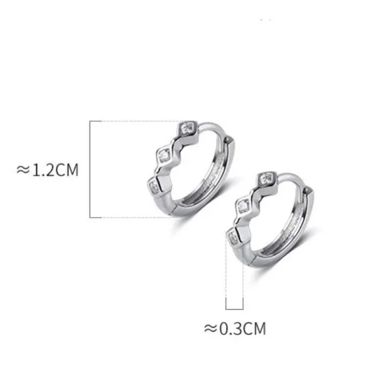 CZ Diamond Shape Huggies Hoop earrings-SH017