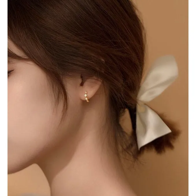 CZ Diamond Shape Huggies Hoop earrings-SH017