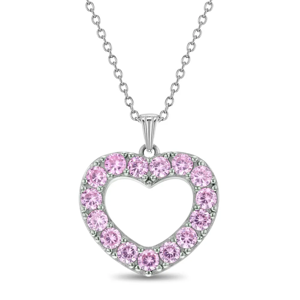 CZ Open Heart Kids / Children's / Girls Pendant/Necklace - Sterling Silver