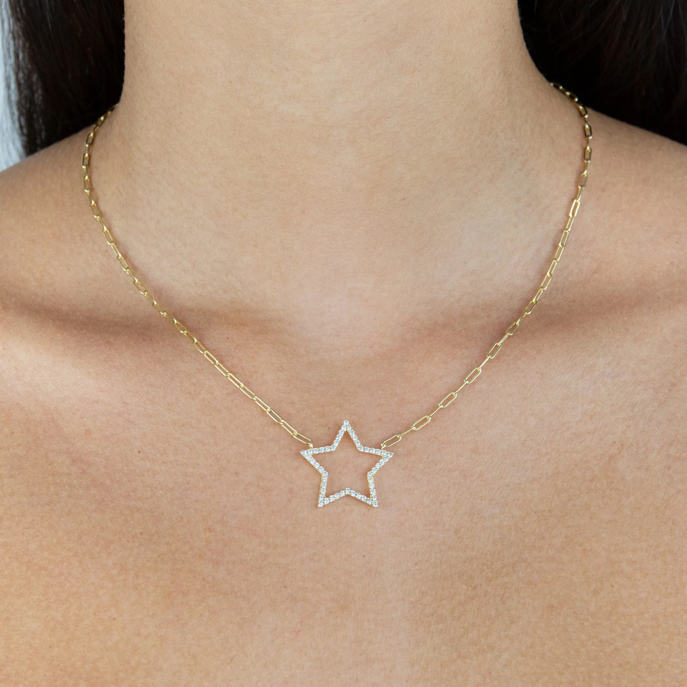 CZ Open Star Link Necklace