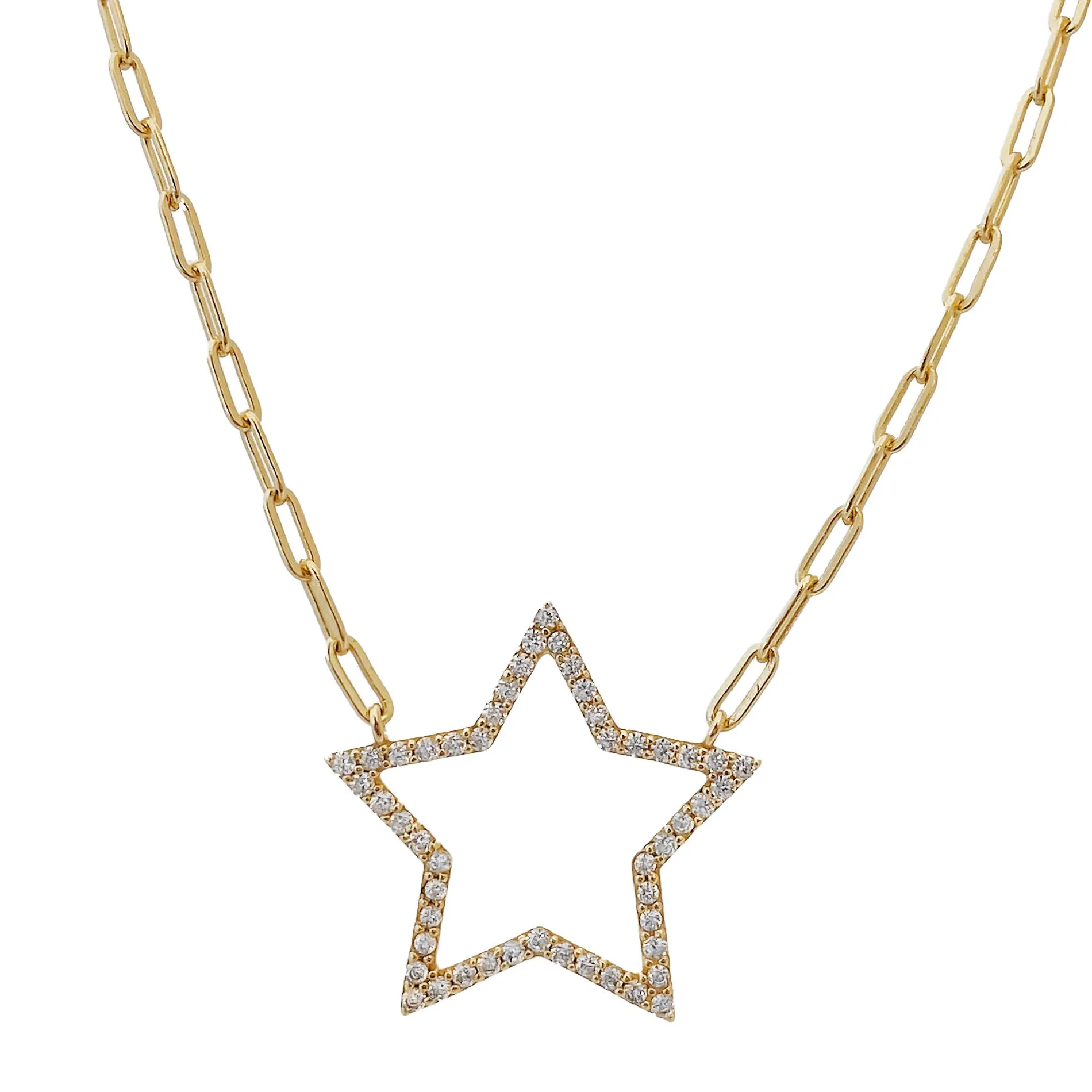 CZ Open Star Link Necklace