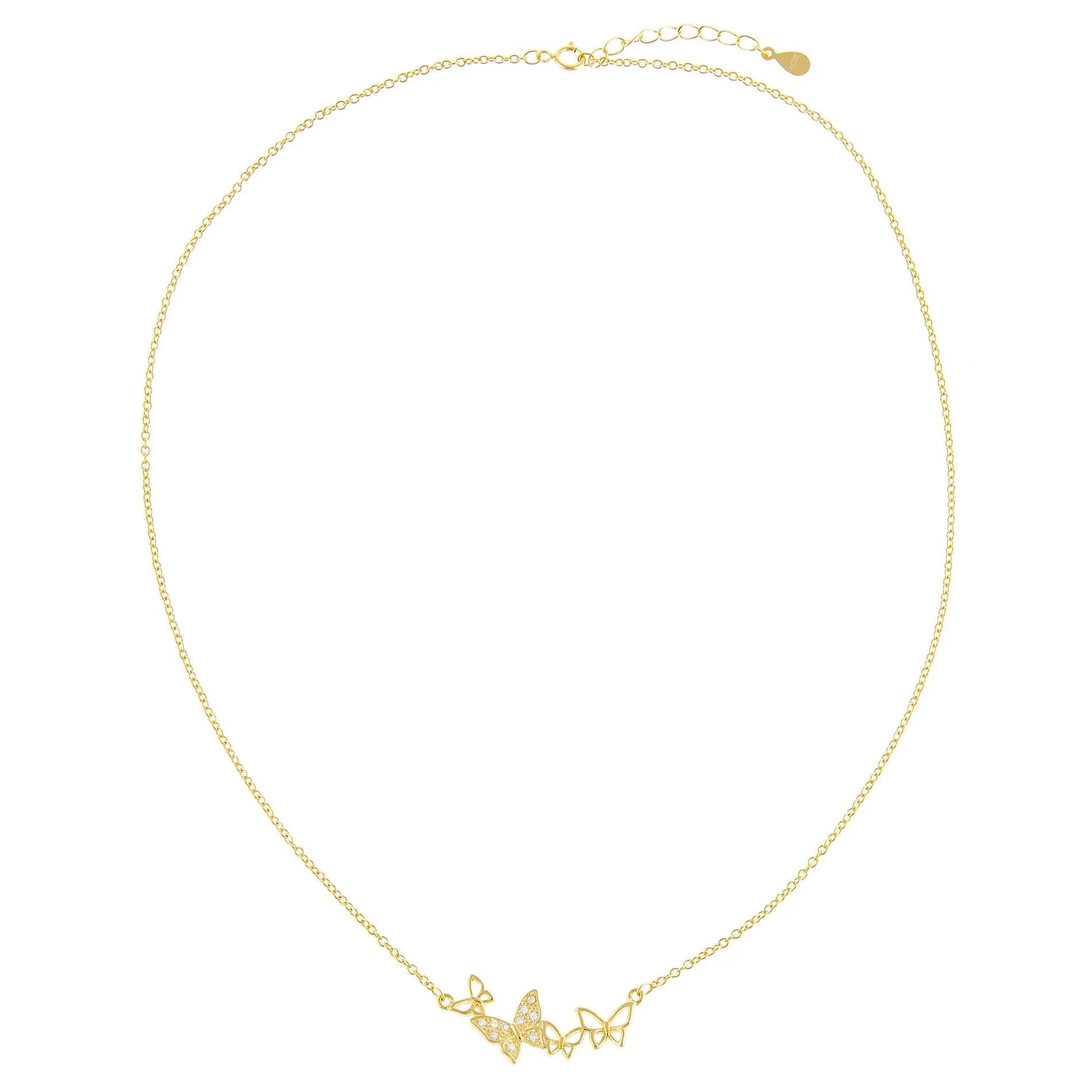 CZ X Open Butterfly Necklace
