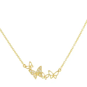 CZ X Open Butterfly Necklace