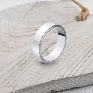 D-Shaped Solid 925 Silver Band - 6mm Wide