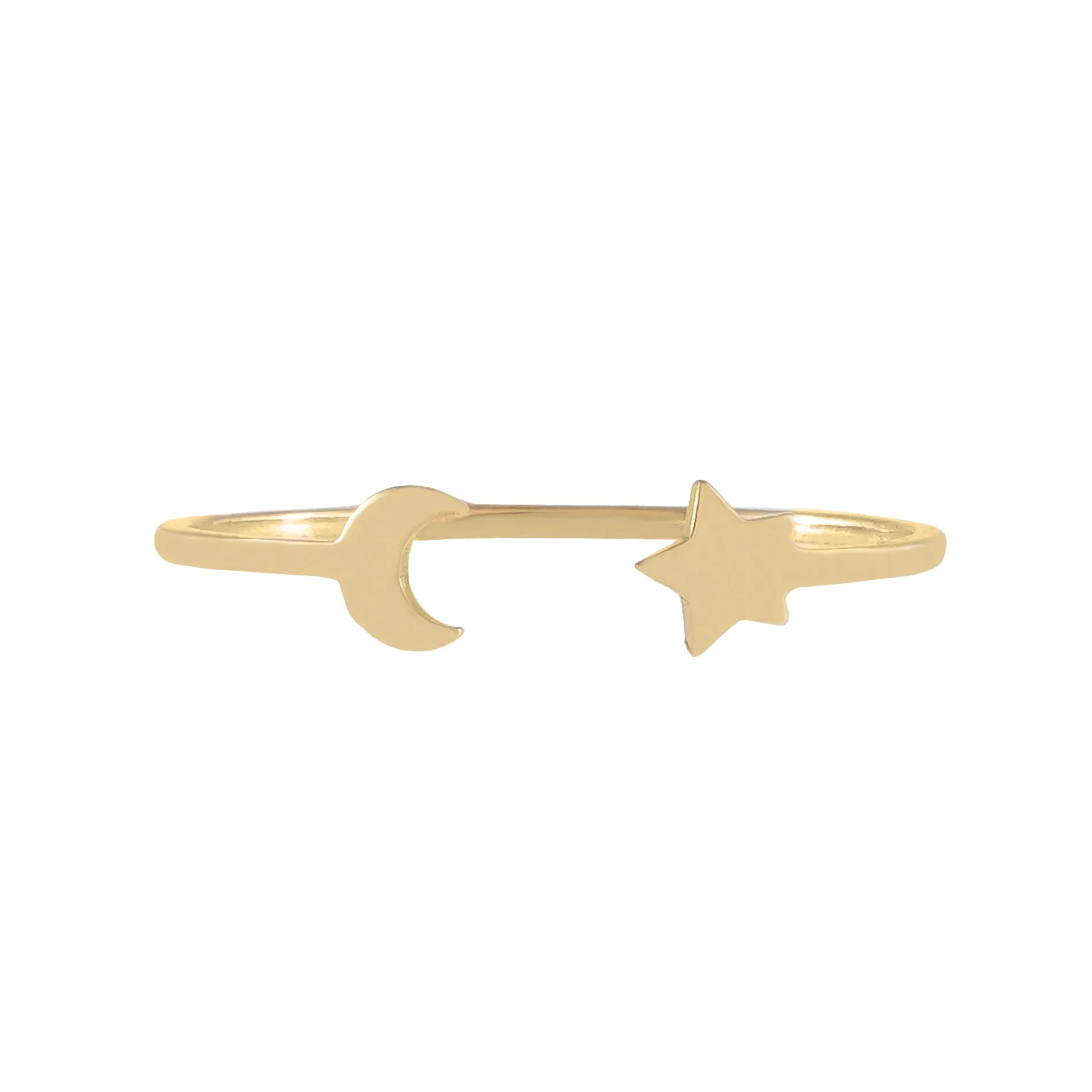 Dainty Star X Moon Ring 14K
