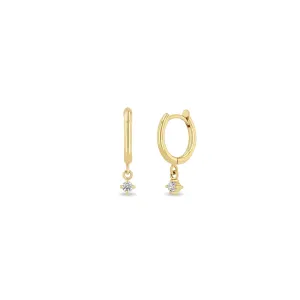 Dangling Diamond Huggies in Yellow Gold