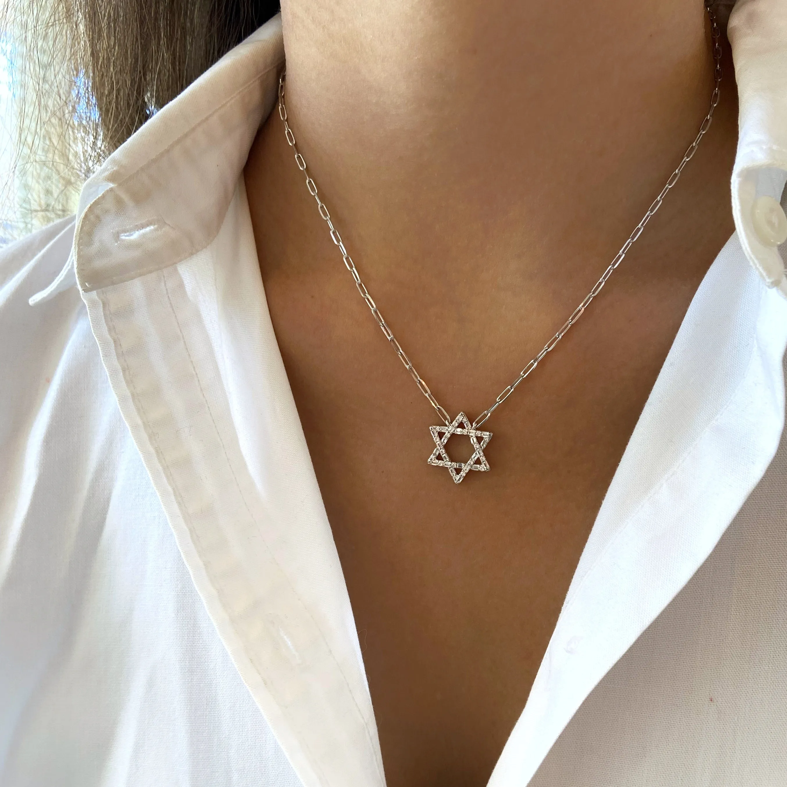David Star Baguette Necklace