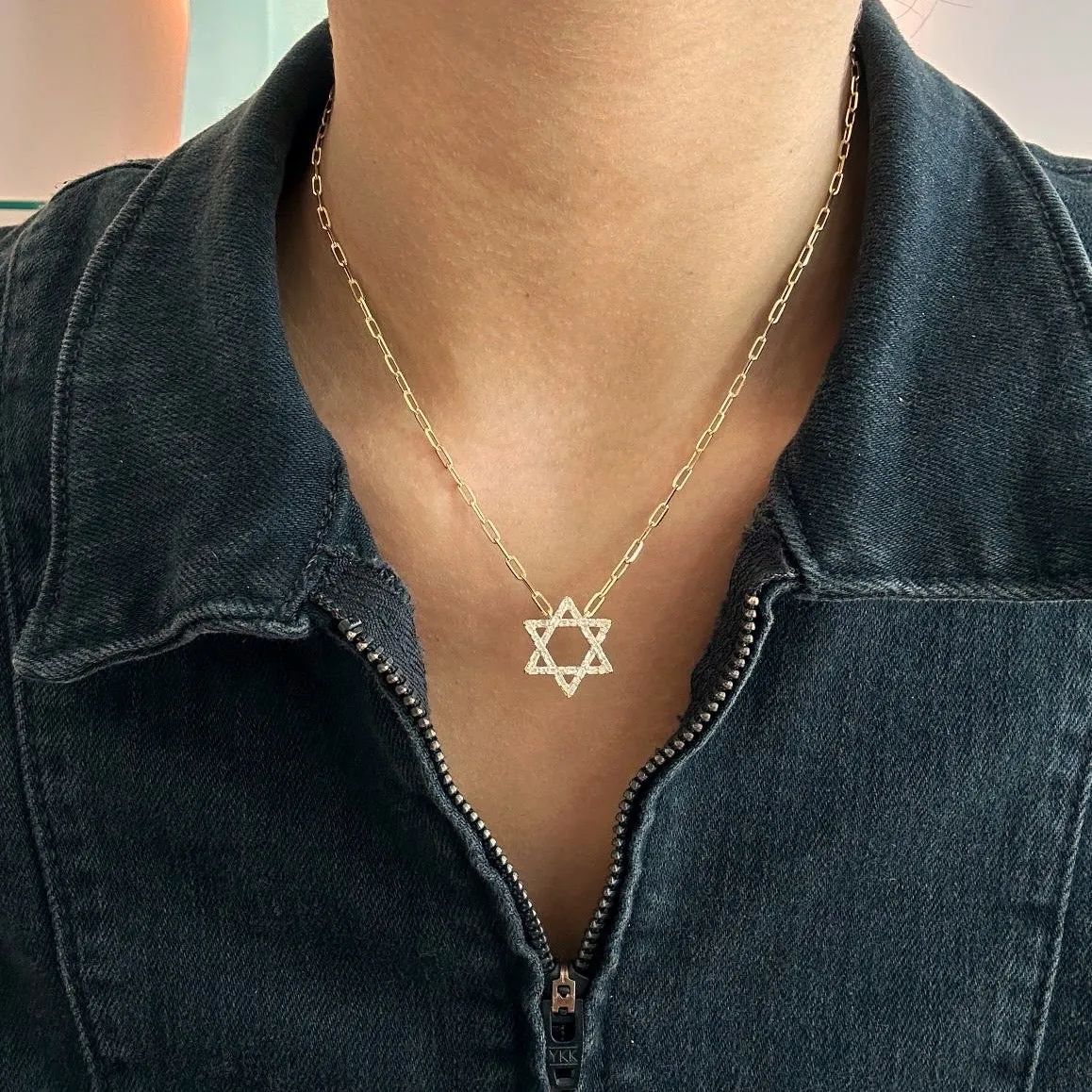 David Star Baguette Necklace