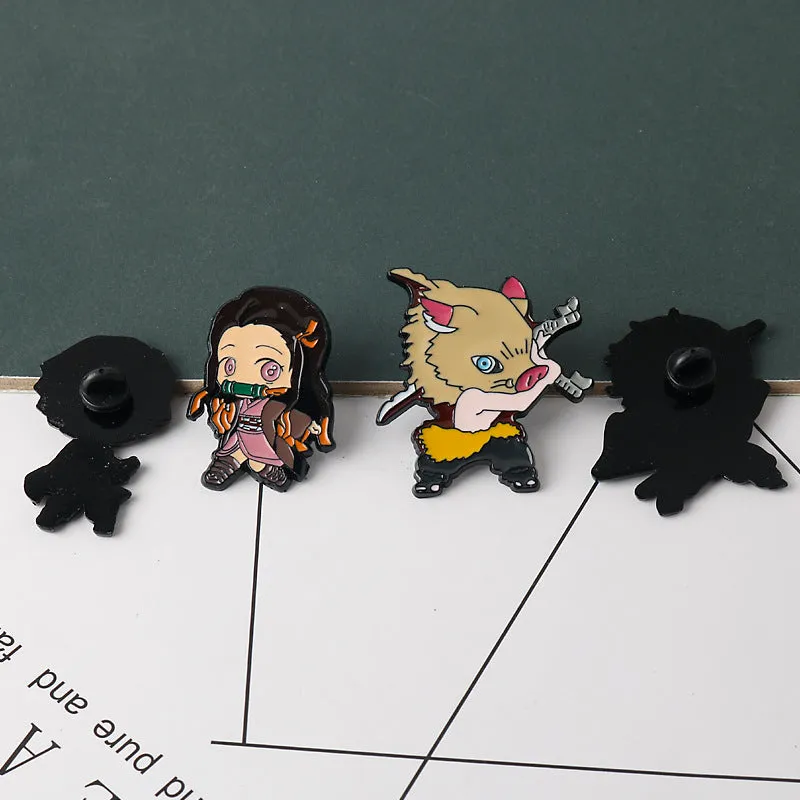 Demon Slayer Kimetsu no Yaiba Metal Brooch Pin 6 Set