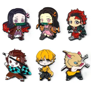 Demon Slayer Kimetsu no Yaiba Metal Brooch Pin 6 Set