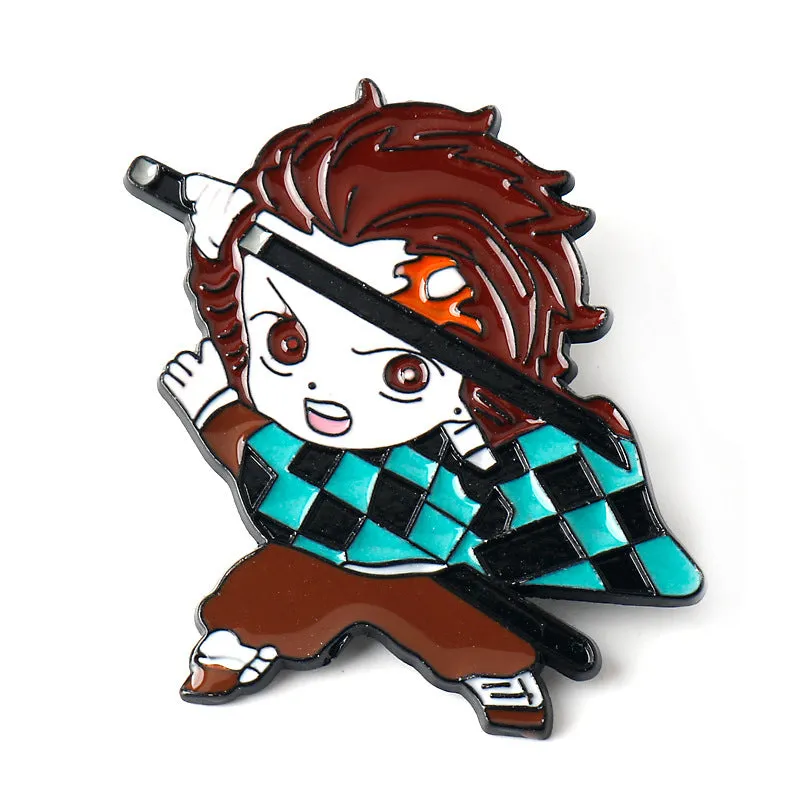 Demon Slayer Kimetsu no Yaiba Metal Brooch Pin 6 Set