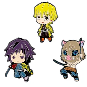 Demon Slayer Yori Zenitsu Inosuke Metal Brooch Pins 3 Pack