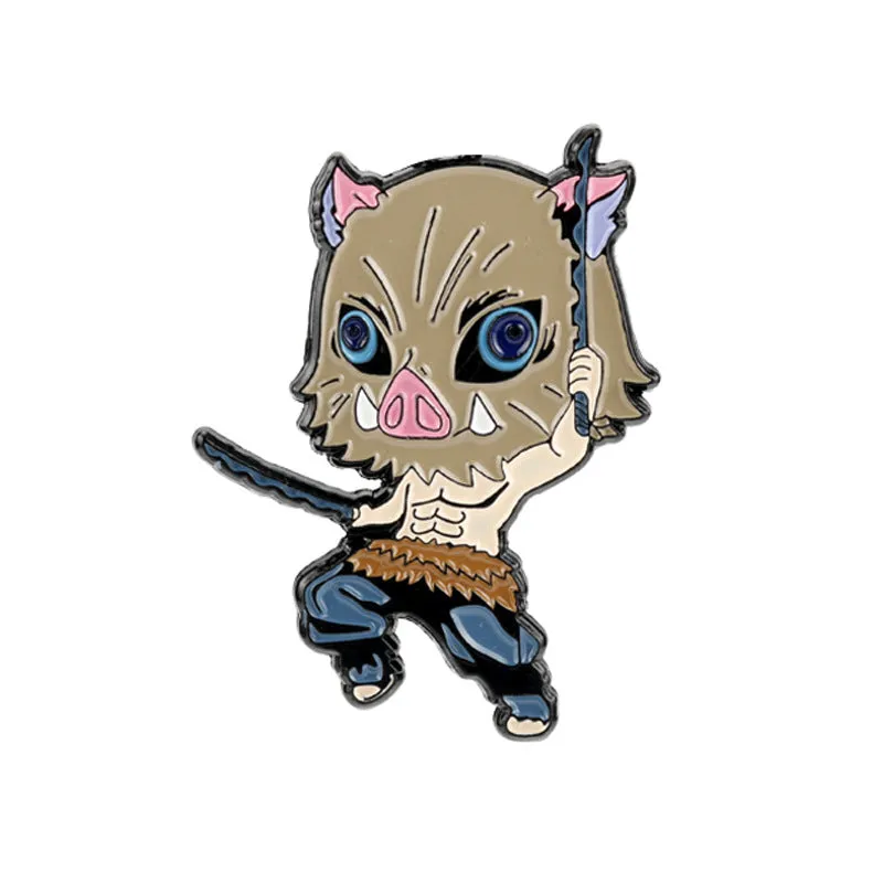Demon Slayer Yori Zenitsu Inosuke Metal Brooch Pins 3 Pack