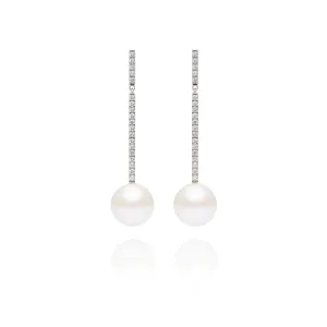 Diamond and Pearl Bar Earrings