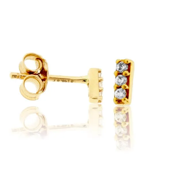 Diamond Bar Stud Earrings
