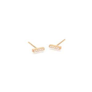 Diamond Bar Studs in Yellow Gold