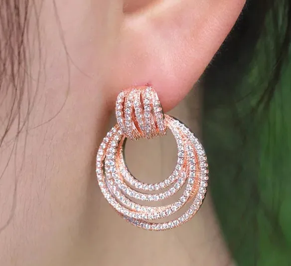 Diamond Hoop Earrings | Hoop Earrings | Womens Big Diamond Earrings | Silver Hoop Earrings with Diamonds | Rose Gold Hoop Earrings