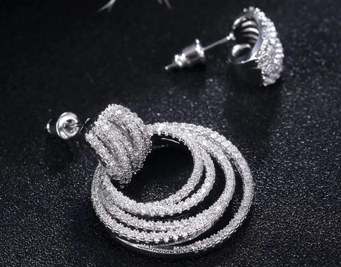 Diamond Hoop Earrings | Hoop Earrings | Womens Big Diamond Earrings | Silver Hoop Earrings with Diamonds | Rose Gold Hoop Earrings