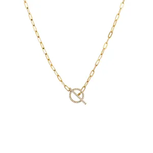 Diamond Toggle Paperclip Necklace 14K