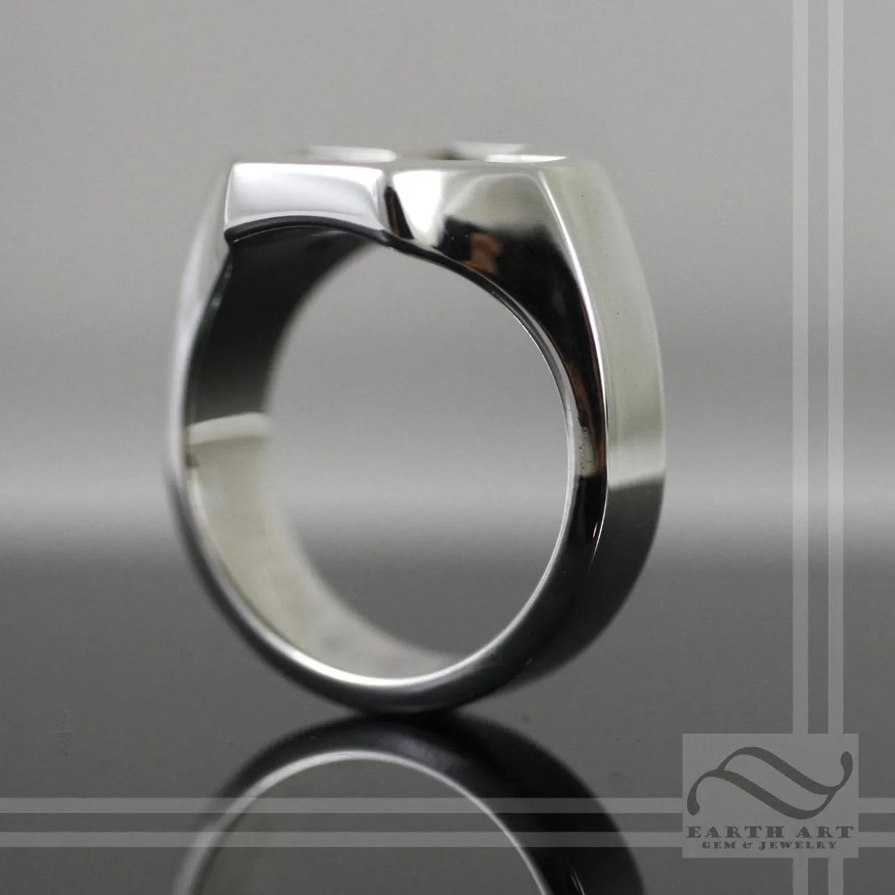 Directional Pad Signet Ring -  Mens signet Ring - Sterling Silver