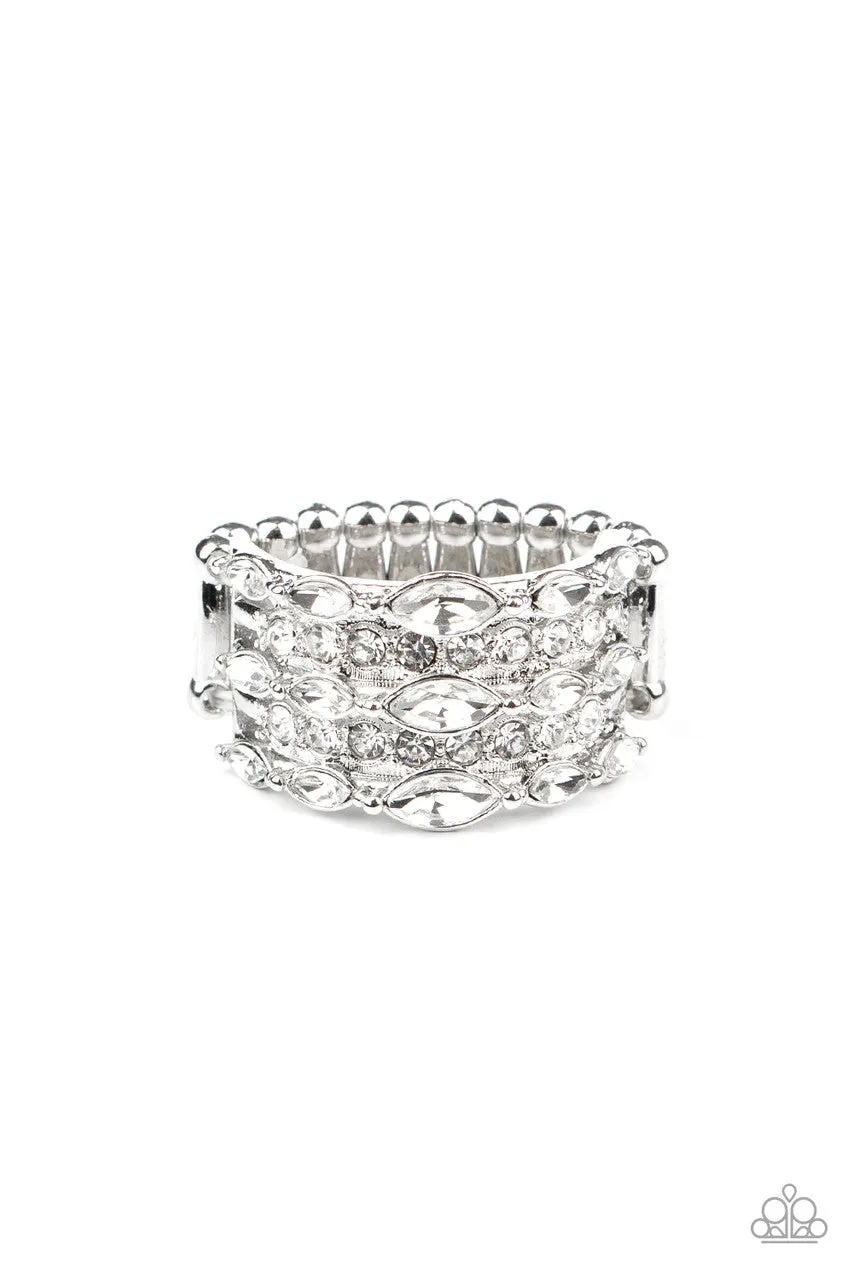 Diva Diadem White Paparazzi Ring