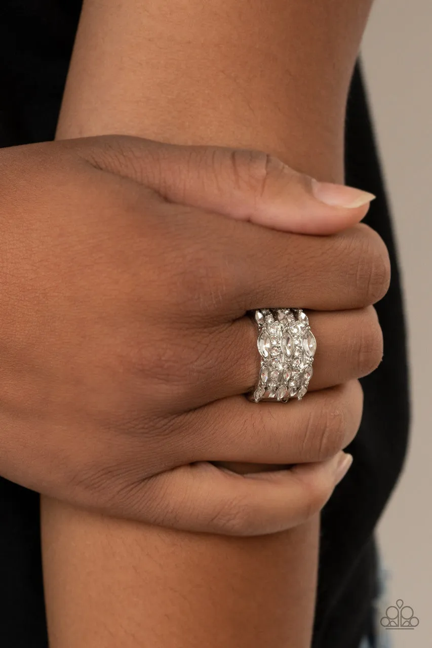Diva Diadem White Paparazzi Ring