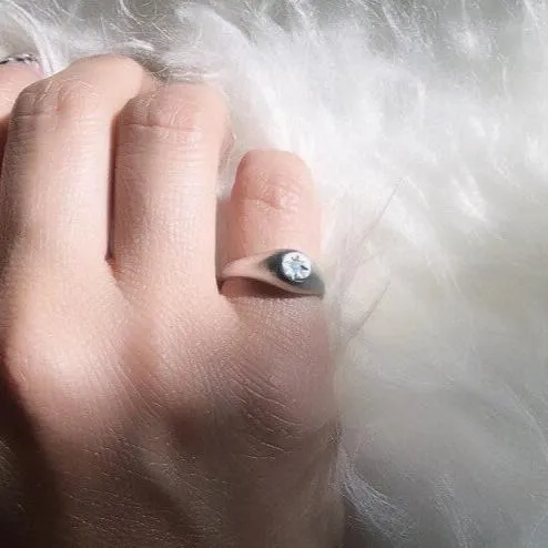 Dome Signet Silver Pinky Ring