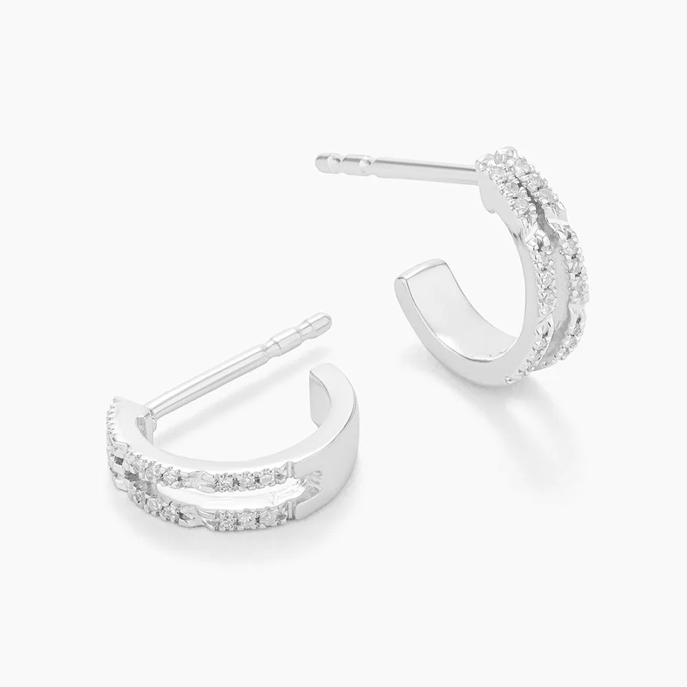 Double Bar Huggie Earrings