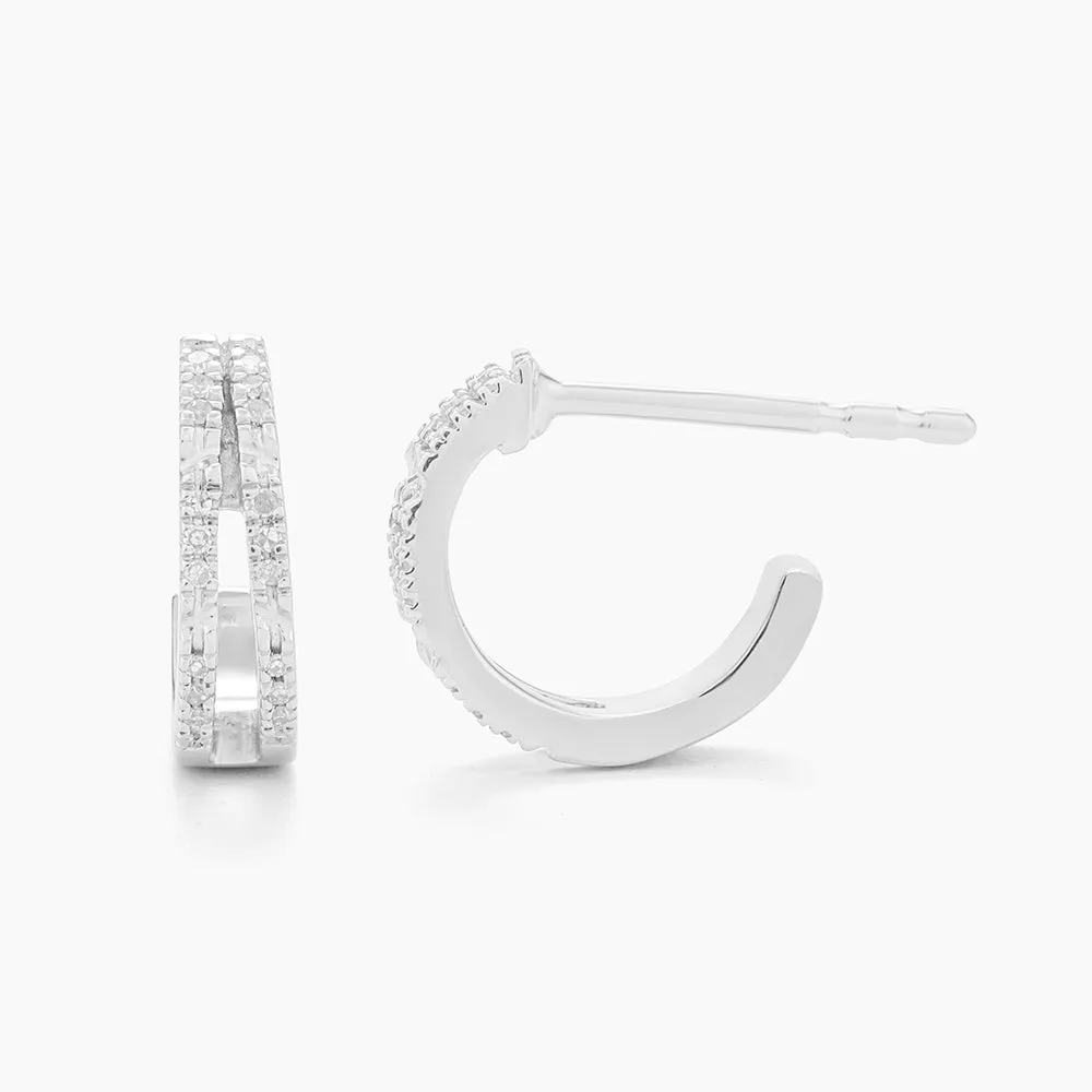 Double Bar Huggie Earrings