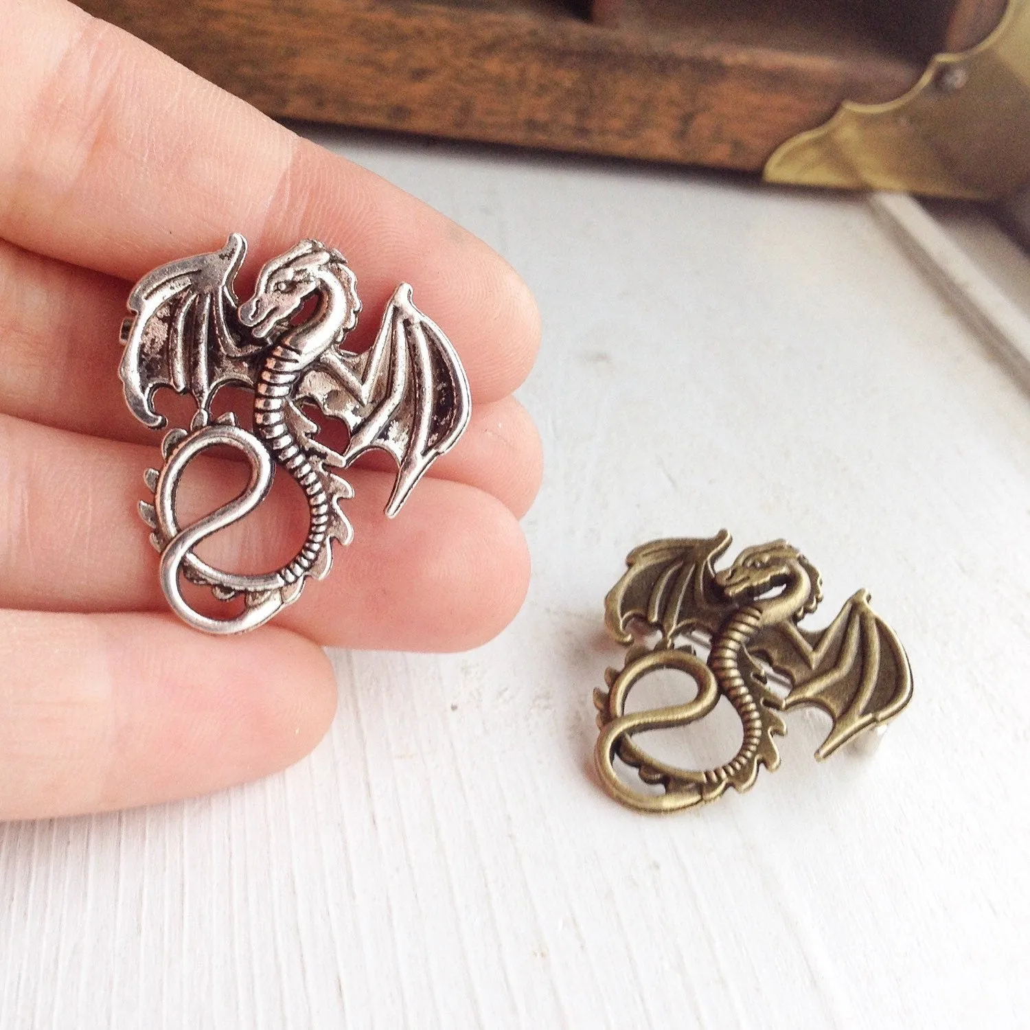 Dragon Brooch - Pick Your Finish