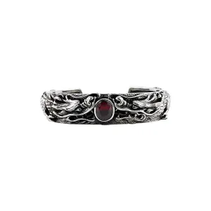 Dragon Mens Sterling Silver Cuff Bracelet
