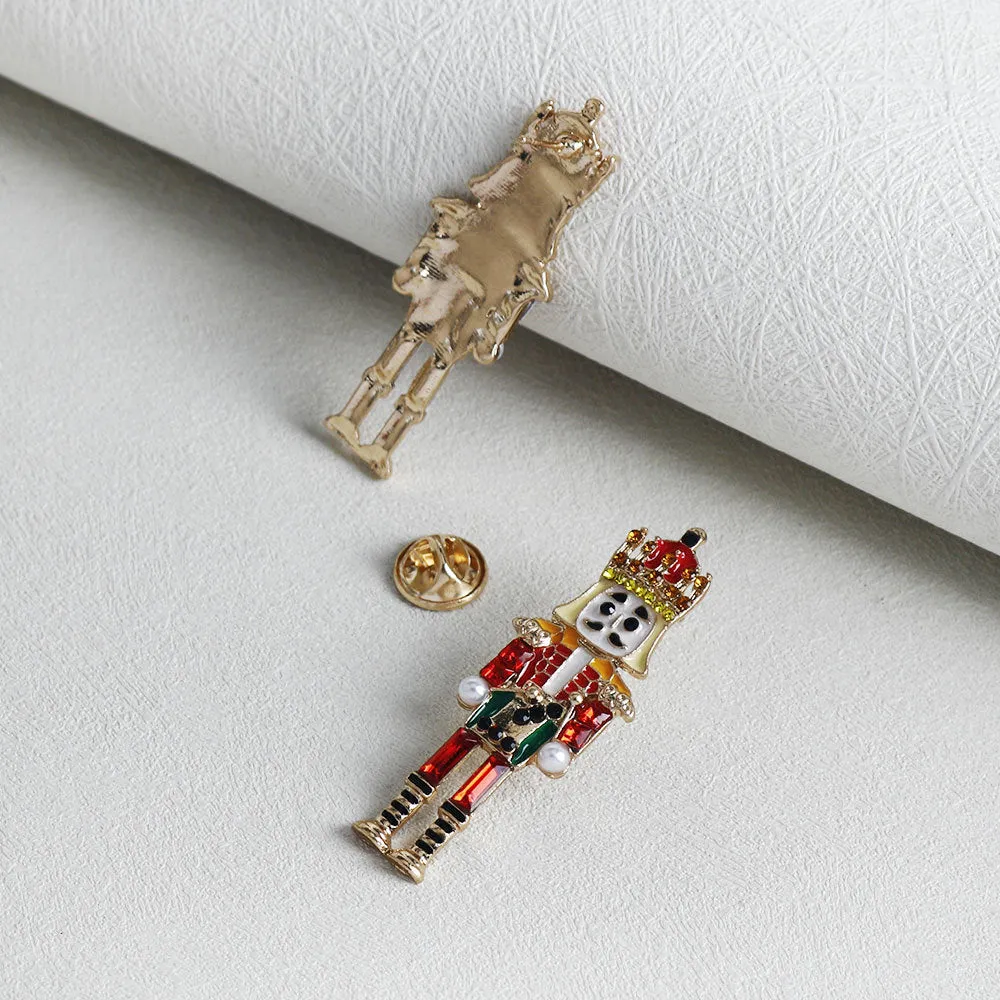 Dripping Charm Nutcracker Soldier Brooch Pin 2 Pack