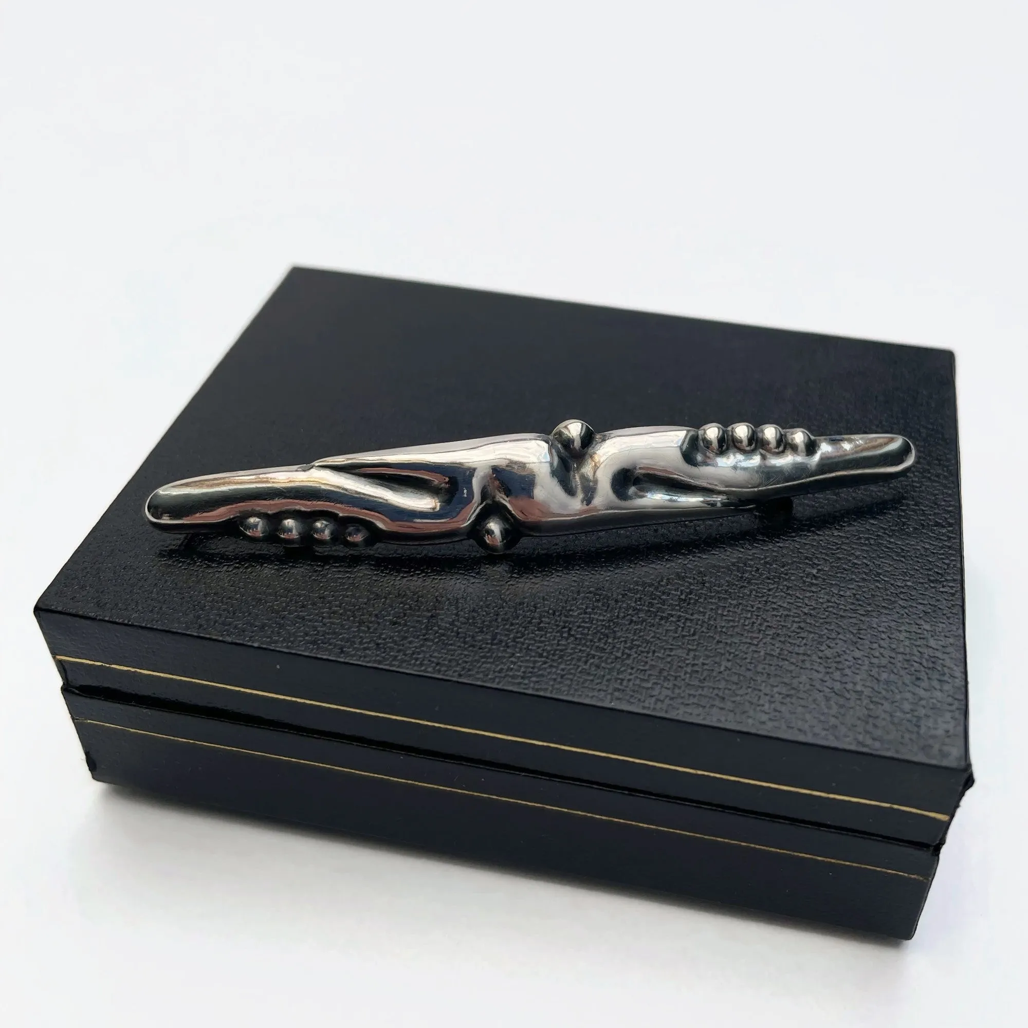 Early 20th Century Antique Abstract Danish Silver Brooch