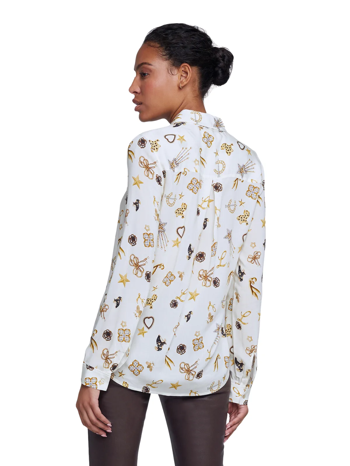 Ecru Multi Holly Long Sleeve Blouse