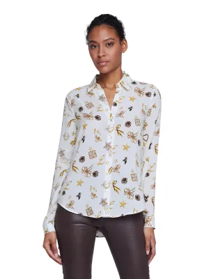 Ecru Multi Holly Long Sleeve Blouse