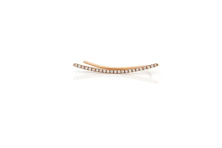 EF Collection Diamond Curved Bar ear Cuff