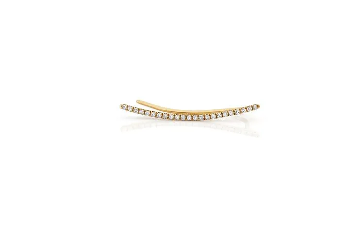 EF Collection Diamond Curved Bar ear Cuff