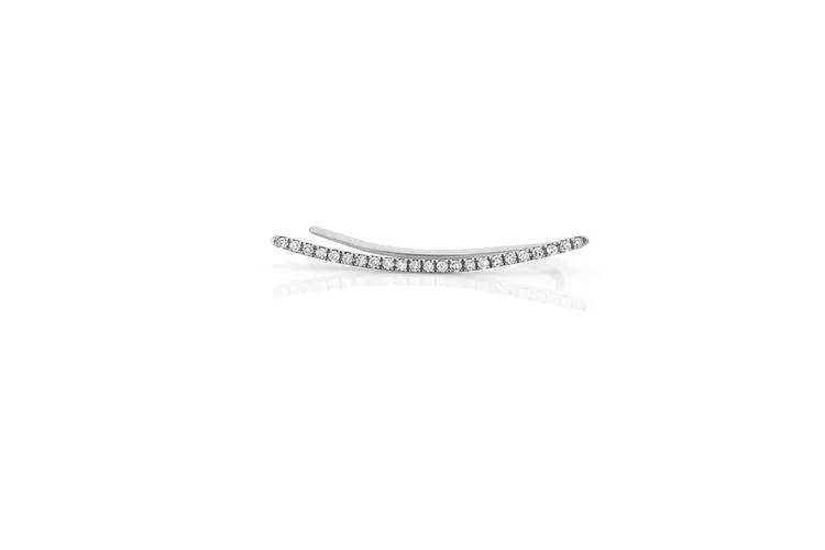 EF Collection Diamond Curved Bar ear Cuff