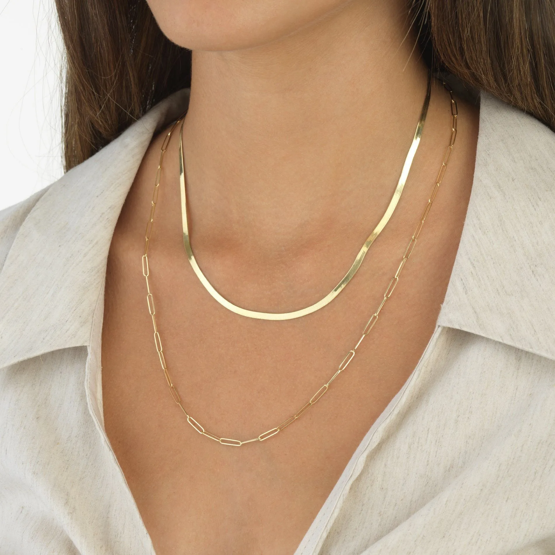 Elongated Link Necklace 14K