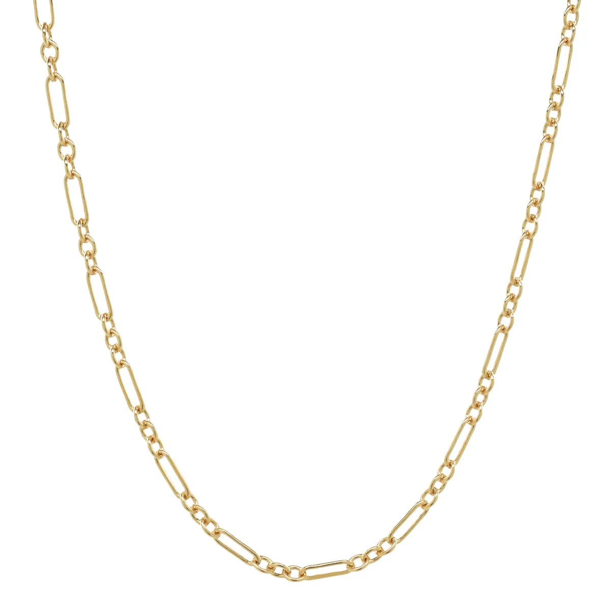 Elongated Oval & Round Link Chain Necklace