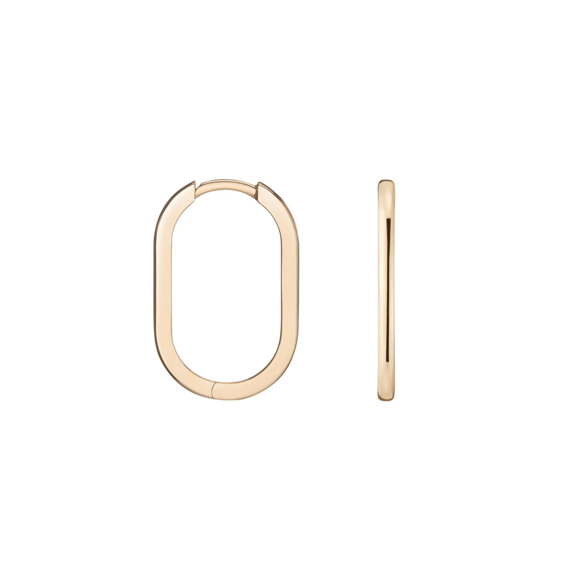 Elongated Oval Hoop Earrings