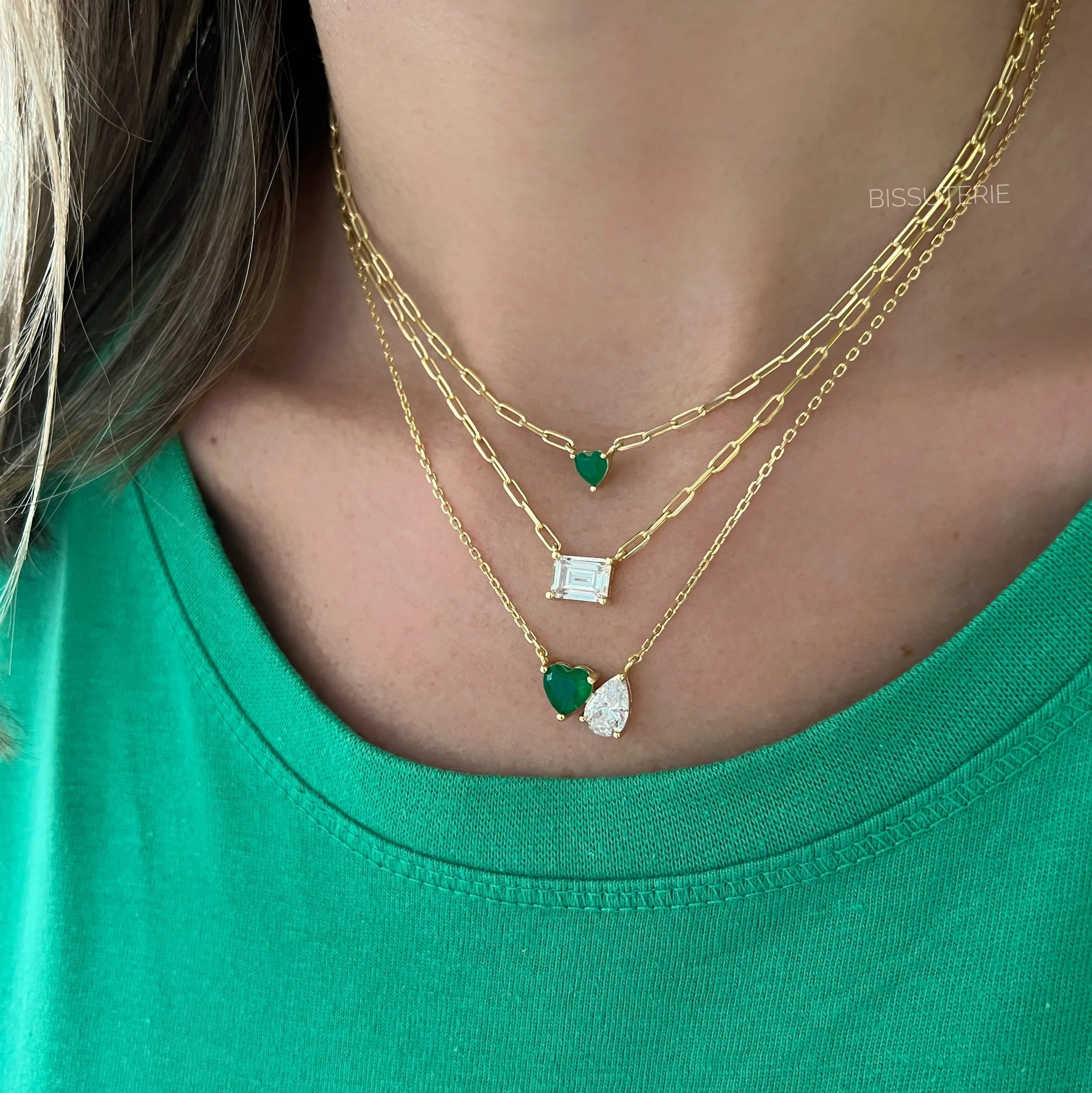 Emerald Cut Paperclip Necklace