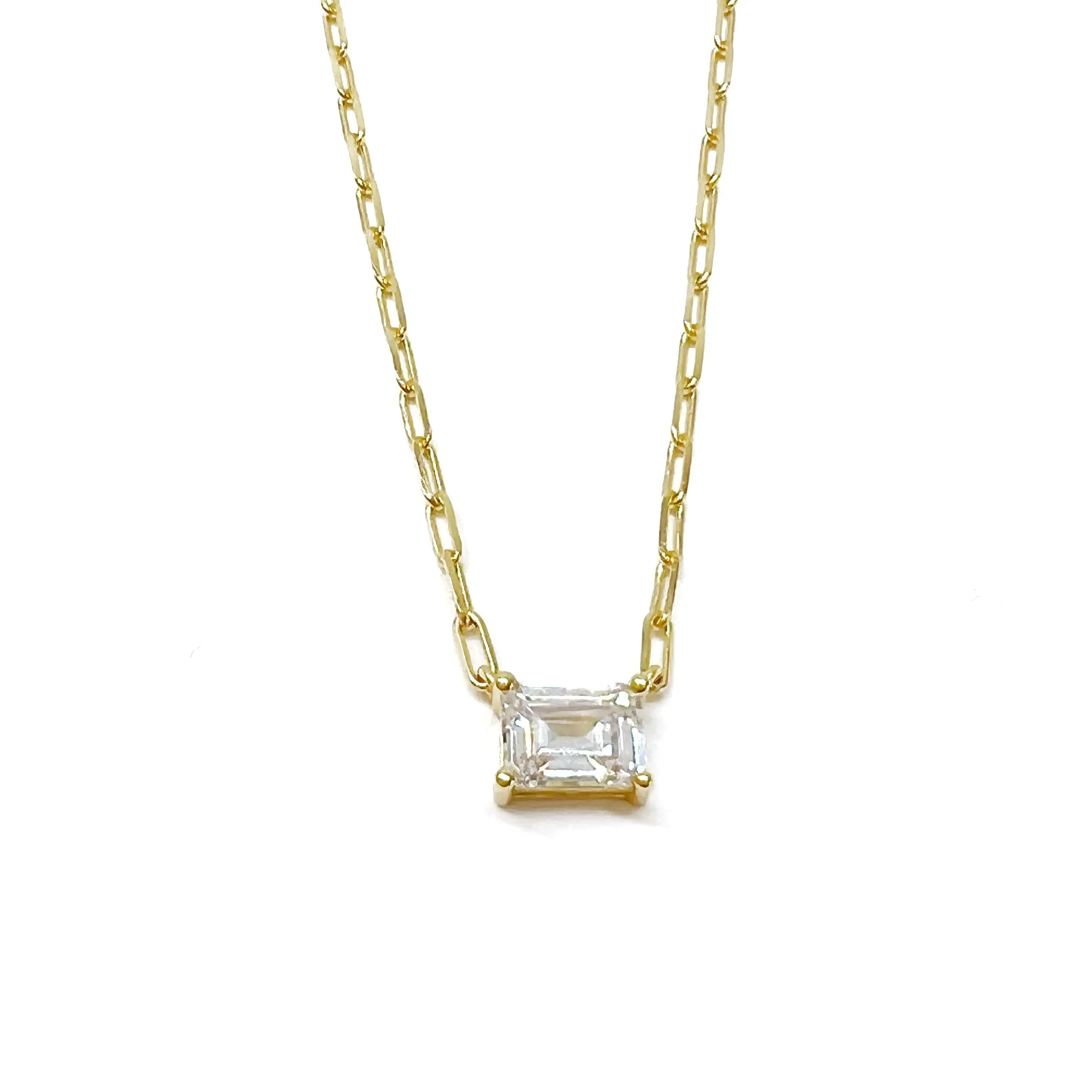 Emerald Cut Paperclip Necklace