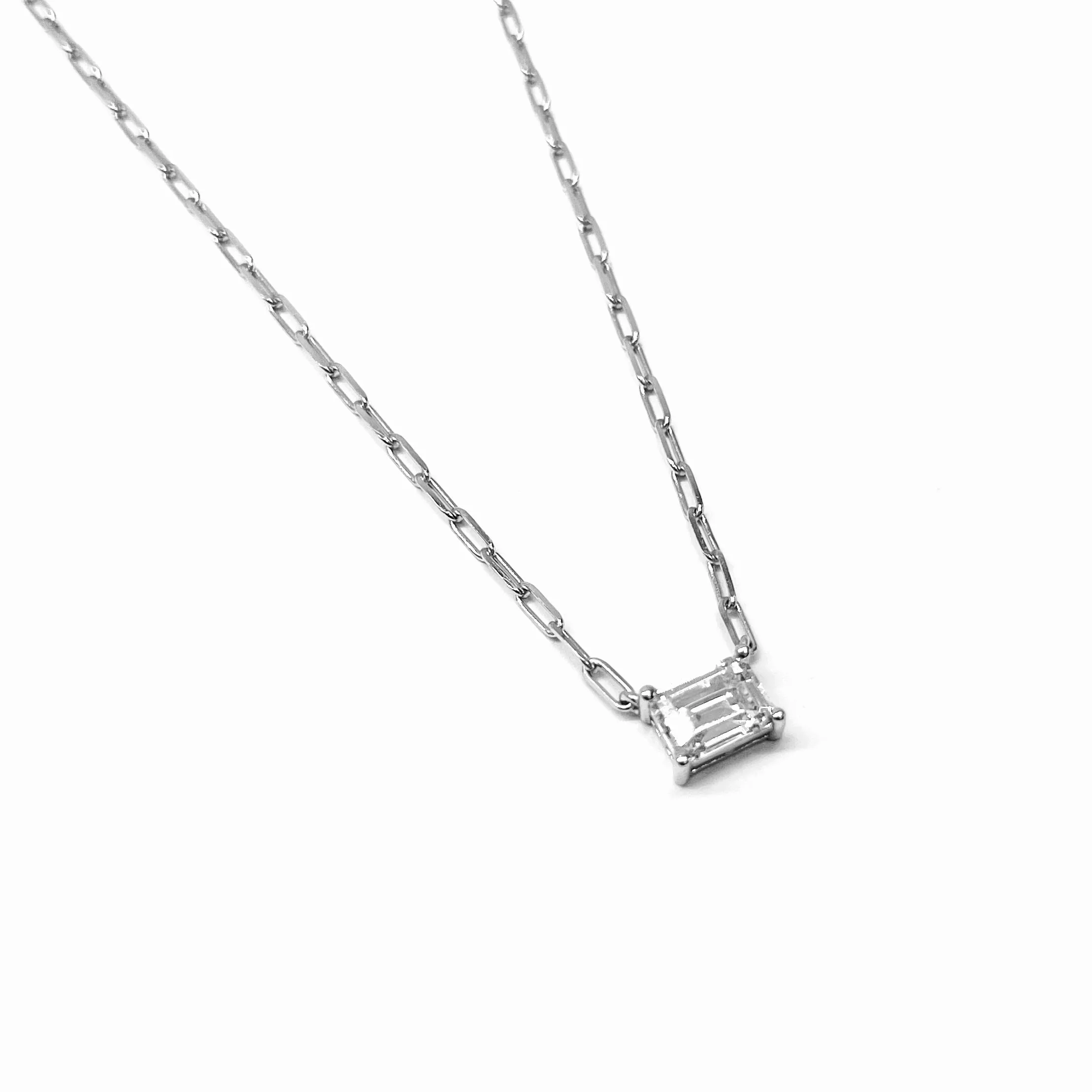 Emerald Cut Paperclip Necklace
