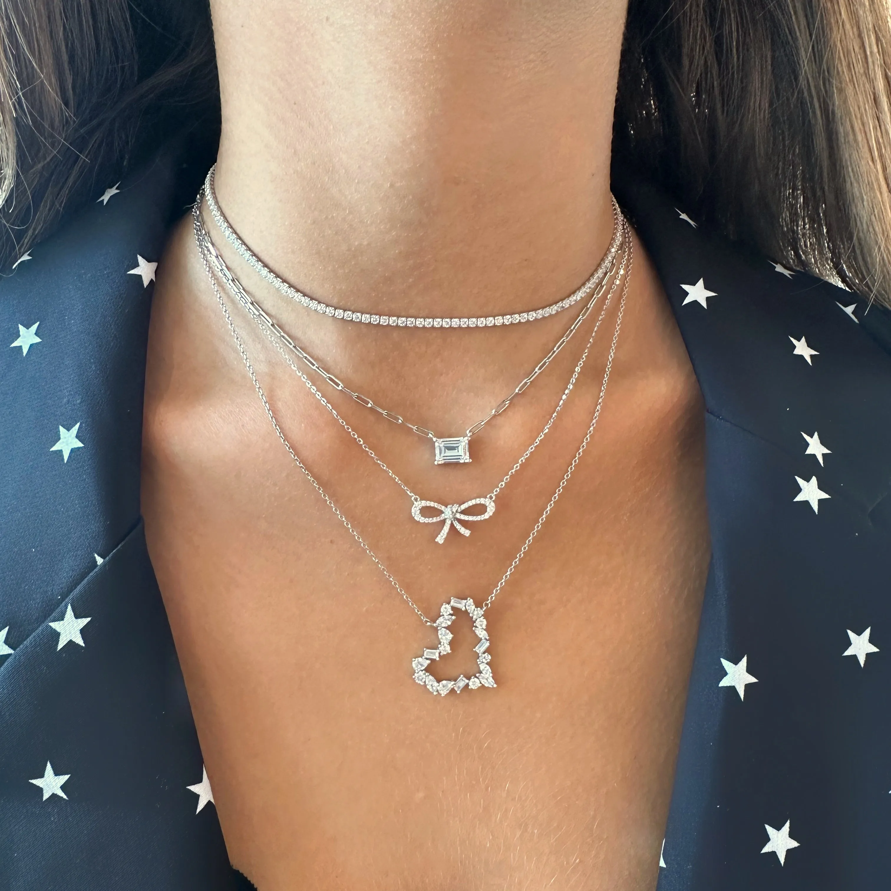 Emerald Cut Paperclip Necklace