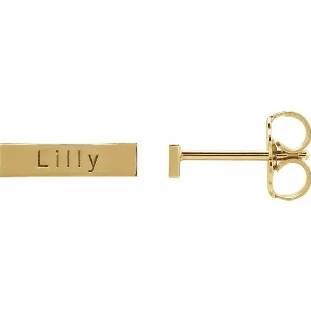 Engravable Bar Stud Earrings
